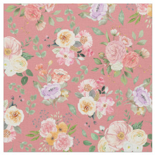 Summer Boho Blommigt på Tulip Rosa Tyg