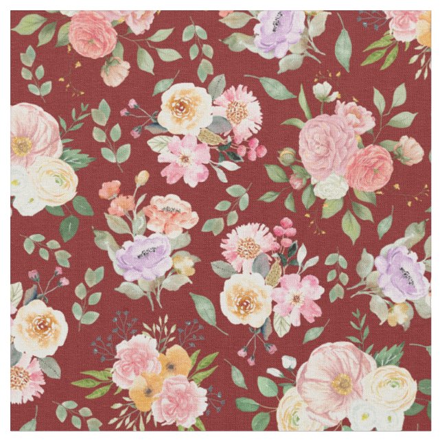 Summer Boho-Blommigten på Barn Red Tyg (Närbild)