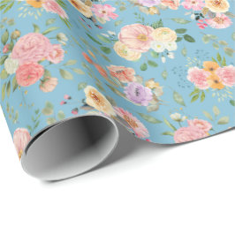 Summer Boho-Blommigten på Blue Presentpapper