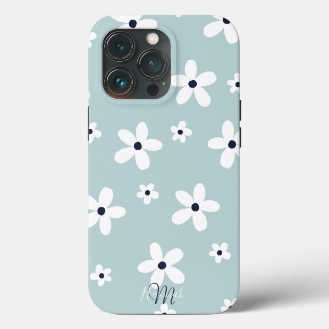 Summer Boho Blue White Daisy Flowers (Baksida )