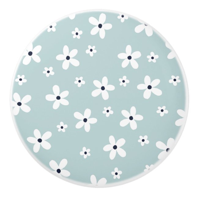 Summer Boho Blue White Daisy Flowers Knopp (Framsidan)