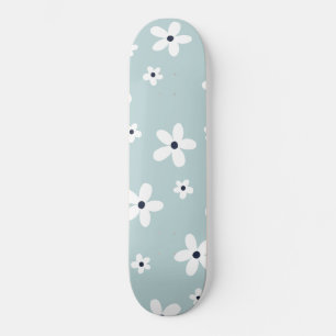 Summer Boho Blue White Daisy Flowers Mini Skateboard Bräda 18,5 Cm