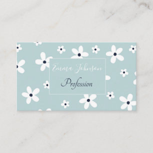 Summer Boho Blue White Daisy Flowers Visitkort