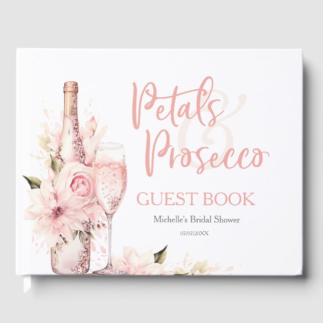 Summer Boho Petals och Prosecco Guest Bok (Framsida)