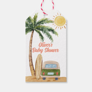 Summer Boho Surfa Beach Van Baby Shower Presentetikett