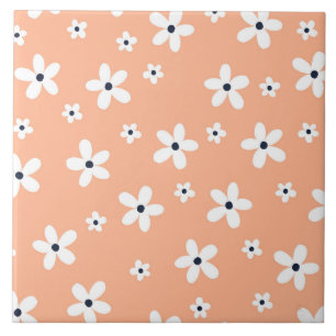Summer Boho White Daisy Flowers Kakelplatta