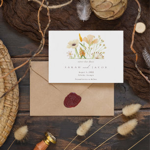 Summer Boho Wildblommor Garden WedWedding Spara Datumet