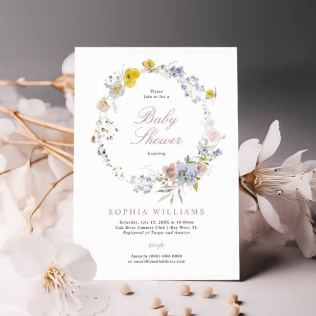 Summer Boho Wildflowers Baby Shower Invitation Inbjudningar (Skapare uppladdad)