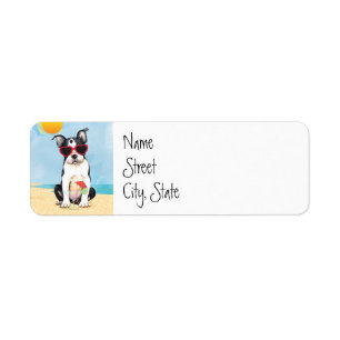 Summer Boston Terrier Returadress Etikett