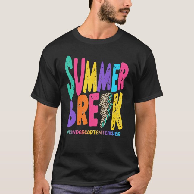 Summer Break Kindergarten Teacher Sub Leopard Te T Shirt (Framsida)