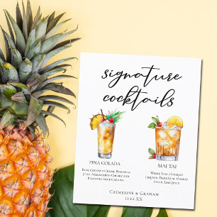 Summer Bröllop Namnteckning Cocktails Menu