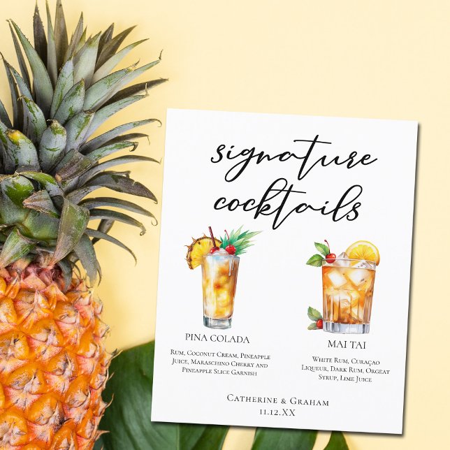 Summer Bröllop Namnteckning Cocktails Menu (Skapare uppladdad)