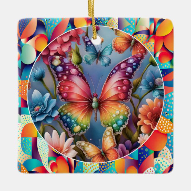 Summer Butterflies Julgransprydnad Keramik (Framsida)