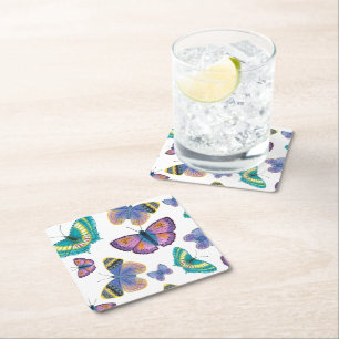 Summer Butterflies Underlägg Papper Kvadrat