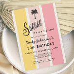 Summer Cabana Rand Kustal 30års födelsedag Inbjudningar<br><div class="desc">En ljus färgstark kabana rand mönster under sommaren gör att färg av gult och rosa gör att 30års födelsedag inbjudan kan dyka upp med stil vid kusten. Det är ett underbart val för party på stranden, bassäng eller med sommartema. En enda skiss över träd i handflatan överst på designen gör...</div>