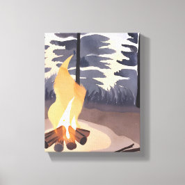 Summer Campfire | Vattenfärgstyp liggande Canvastryck