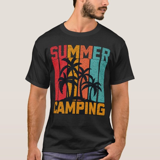 Summer Camping - Retro T Shirt (Framsida)