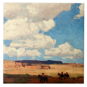"Summer Cloud" Western konst av Edgar Payne Kakelplatta