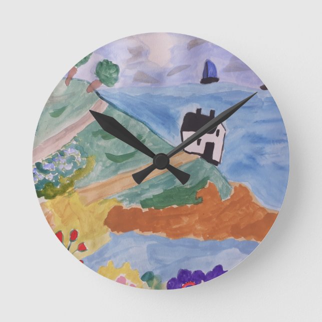 Summer Coast & Flowers Rund Klocka (Framsida)