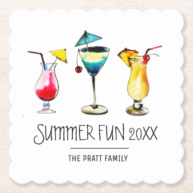 Summer Cocktail-anpassningsbar Underlägg Papper (Framsida)