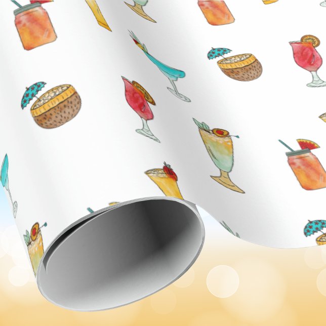 Summer Cocktail Drinks Patterned Presentpapper (Skapare uppladdad)