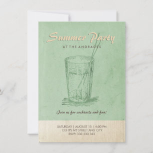 Summer Cocktail Party Vuxen Retro Stil Mint Grönt Inbjudningar