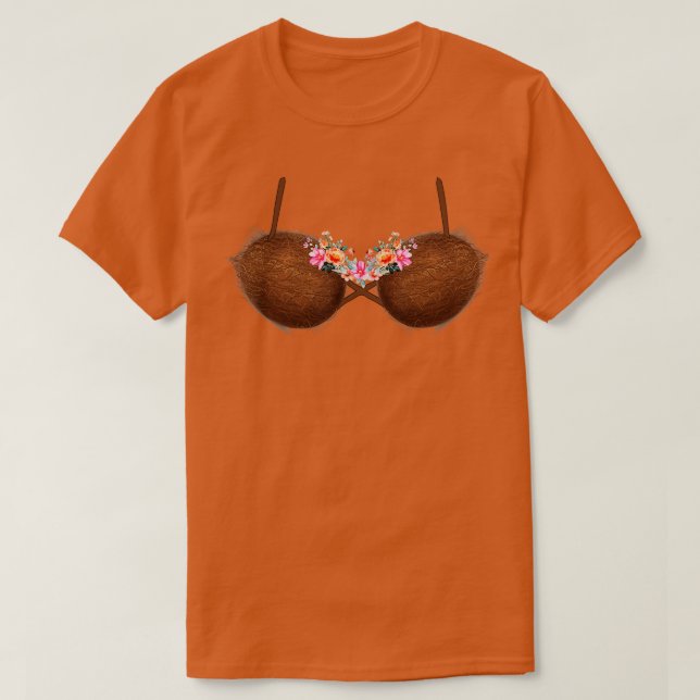 Summer Coconut Bra Hawaii Luau Flowery Costume Fun T Shirt (Design framsida)
