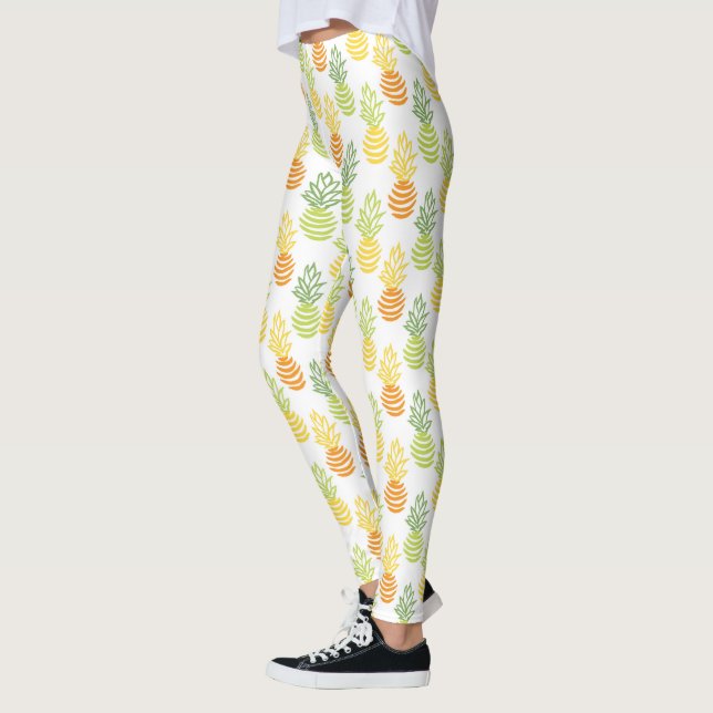 Summer colorful pineapple fruit multicolor pattern leggings (Vänster)