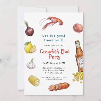 Summer Crawfish Boil Seafood invitation Inbjudningar