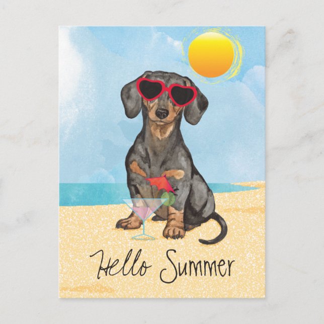 Summer Dachshund Vykort (Framsida)