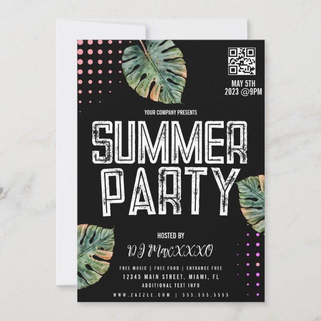 Summer DJ Event Party Pub Klubb Flyer Inbjudningar (Framsida)