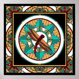 Summer Dragonfly Mandala-print Poster