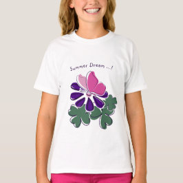 Summer Dream - Rosa Butterfly Lila Flower Doodle T Shirt