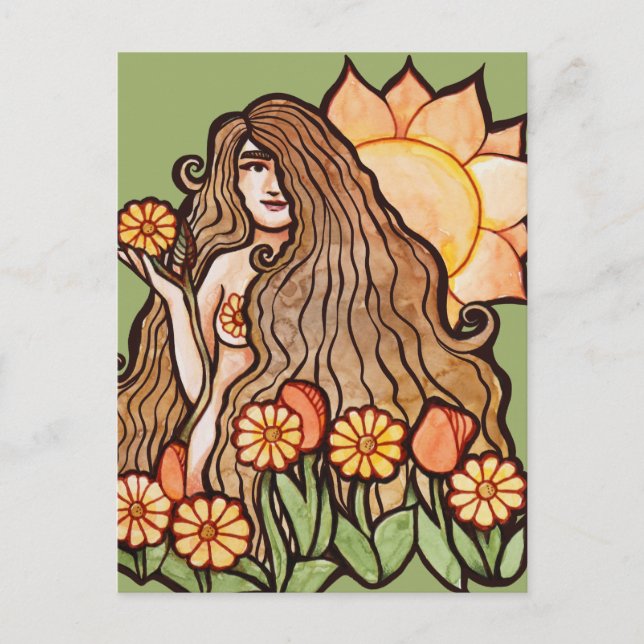 Summer Earth Goddess Vykort (Framsida)