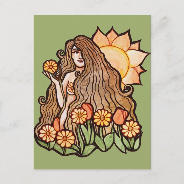 Summer Earth Goddess Vykort (Framsida)