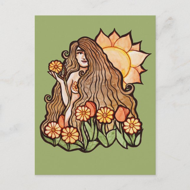 Summer Earth Goddess Vykort (Framsida)
