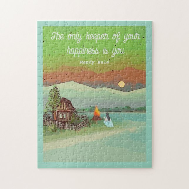 SUMMER ENERGY with huts sun blue sky and a lake Pussel (Vertikal)