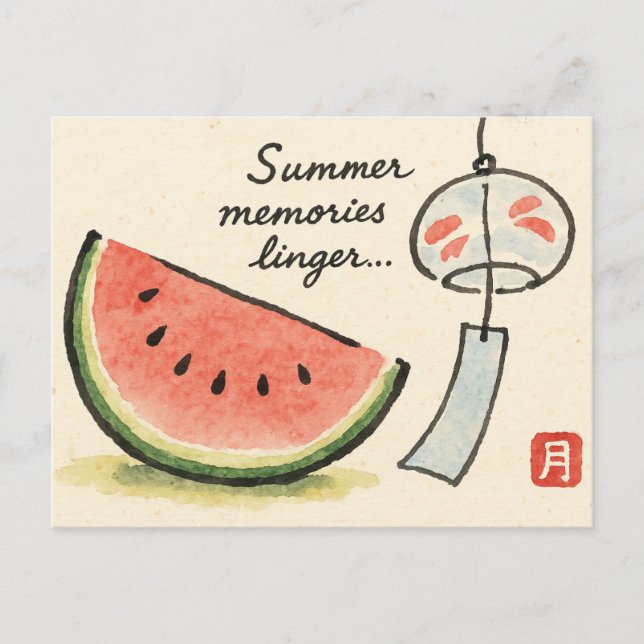 Summer Etegami Postcard Vykort (Framsida)