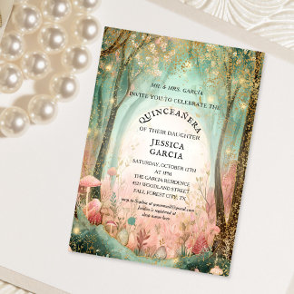 Summer Fairy Tale Enchanted Forest  Quinceañera  Inbjudningar