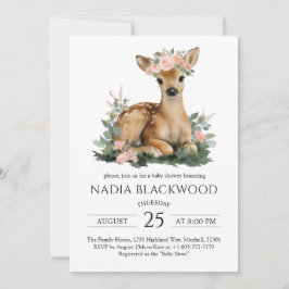 Summer Fawn Watercolor Baby Shower Inbjudningar