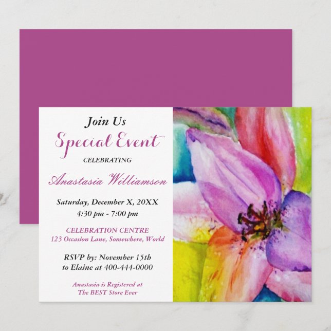 SUMMER FIRANDE PARTY HÄNDELSE INBJUDAN (Fram/baksida)