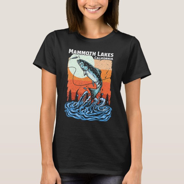 Summer Fishing Retro Sunset California Mammoth Lak T Shirt (Framsida)