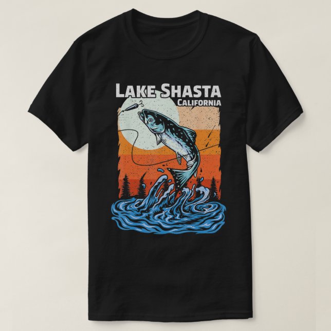 Summer Fishing Retro Sunset California Shasta Sjö T Shirt (Design framsida)