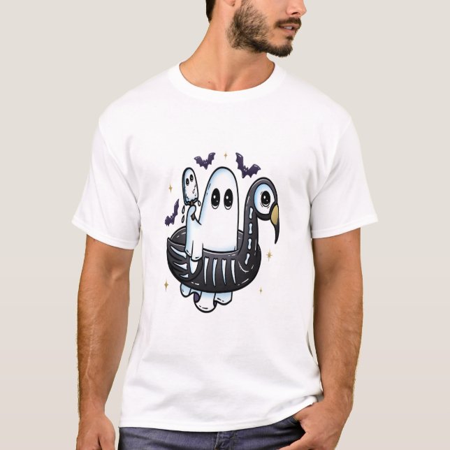 Summer Flamingo Floatie T Shirt (Framsida)