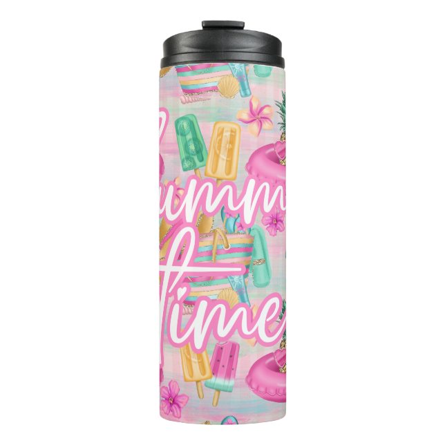 Summer Flamingo Tumbler | Drinkware för rosa Beach (Framsida)