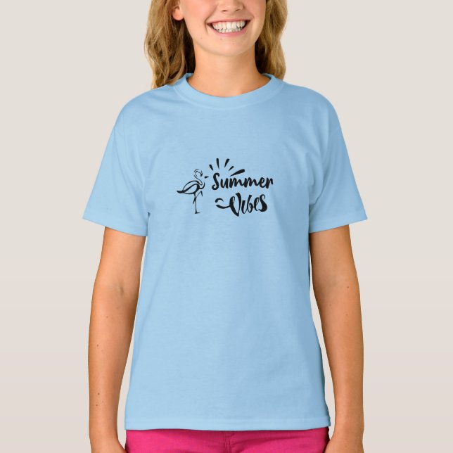 Summer Flamingo Typography T Shirt (Framsida)