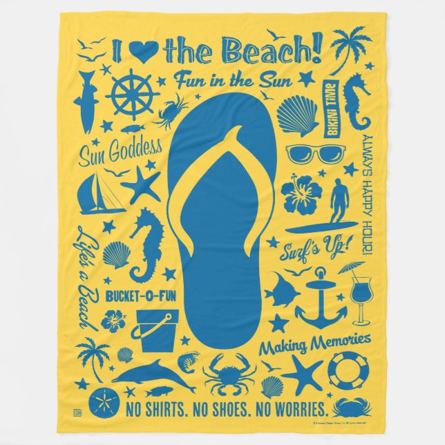 Summer Flip Flop Mönster Fleecefilt (Framsidan)