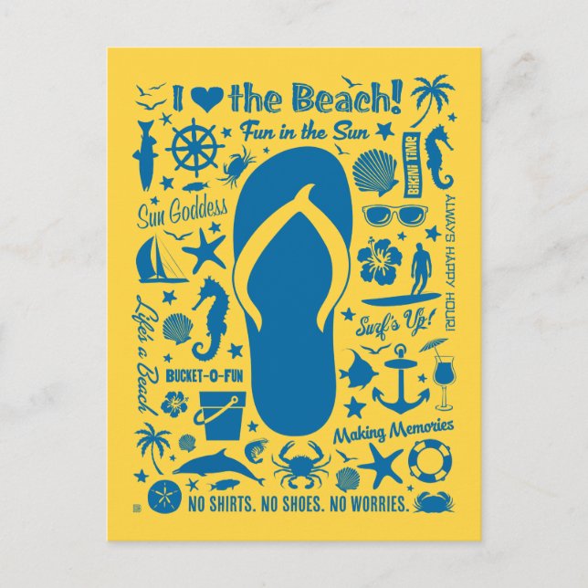 Summer Flip Flop Mönster Vykort (Framsida)