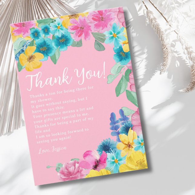 Summer floral Bridal Shower  Tack Kort (Skapare uppladdad)