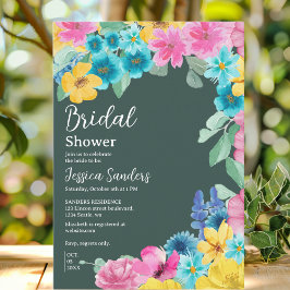 Summer floral Bridal Shower with Photo Green Inbjudningar